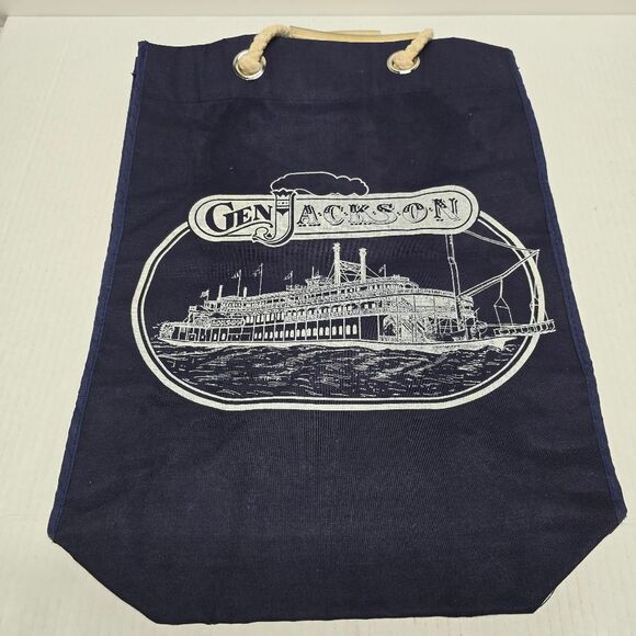 Vintage 80s General Jackson Steamboat Nashville Tennessee Navy Tote - Picture 1 of 8